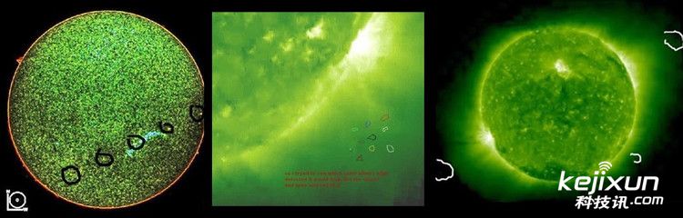 NASA照片显示太阳周围疑现UFO群